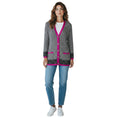 Load image into Gallery viewer, Chanel Grey / Black / Purple 2021 Sequined Metallic Knit CC Logo Button Cardigan Sweater

