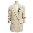 Load image into Gallery viewer, Cinq a Sept Cream Star Embellished Crepe Blazer
