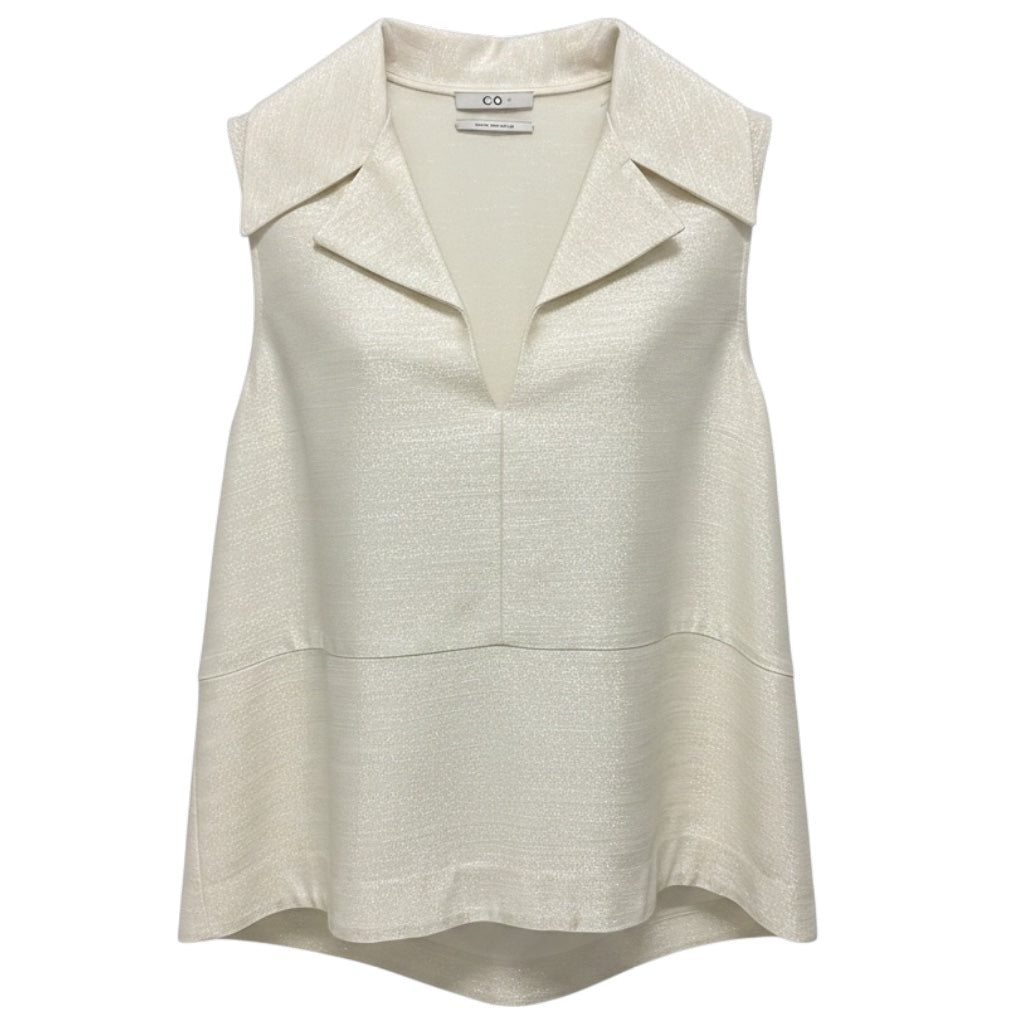Co Ecru / Silver Metallic Sleeveless Shimmer Top