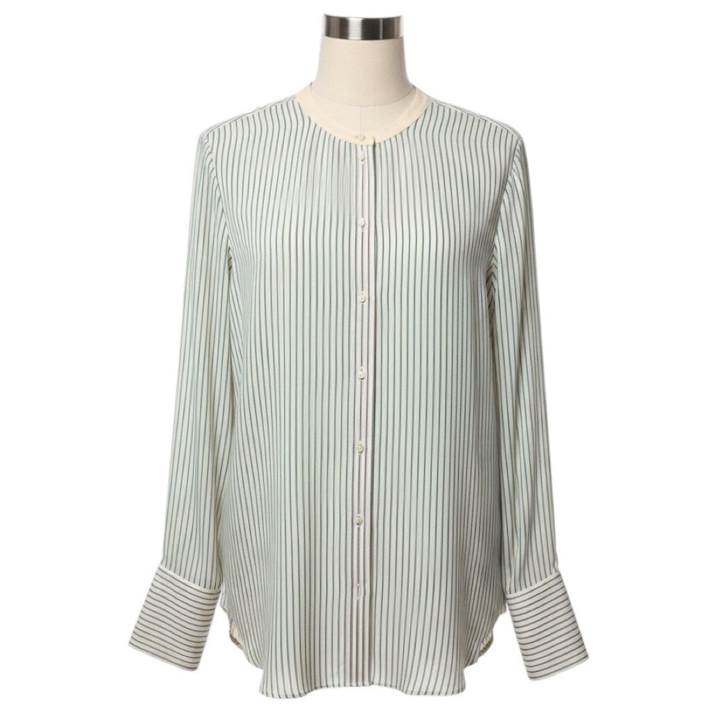 Chloe Ivory / Blue Striped Silk Blouse