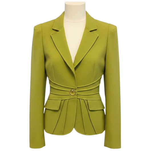 Cavalli Class RARE Vintage Lime Green Seamed Jacket with Gold Snake Button