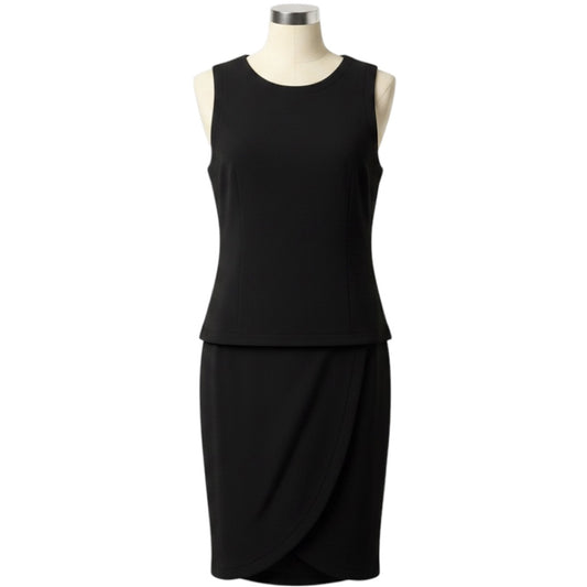 Chanel Vintage Black Sleeveless Wool Gauze Midi Dress