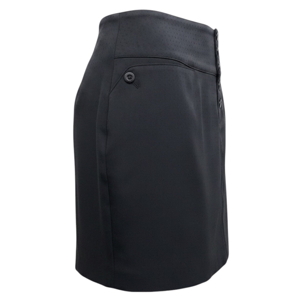 Chloe Vintage Black Noir Jacquard Mini Skirt with Lace Back