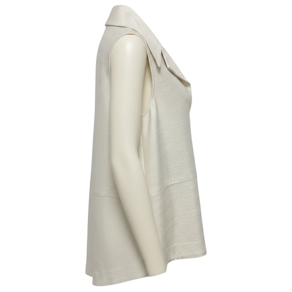 Co Ecru / Silver Metallic Sleeveless Shimmer Top