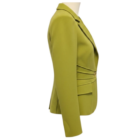 Cavalli Class RARE Vintage Lime Green Seamed Jacket with Gold Snake Button