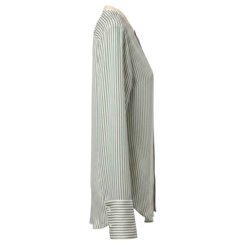 Chloe Ivory / Blue Striped Silk Blouse