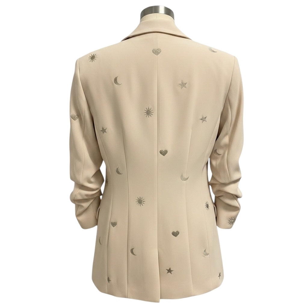 Cinq a Sept Cream Star Embellished Crepe Blazer