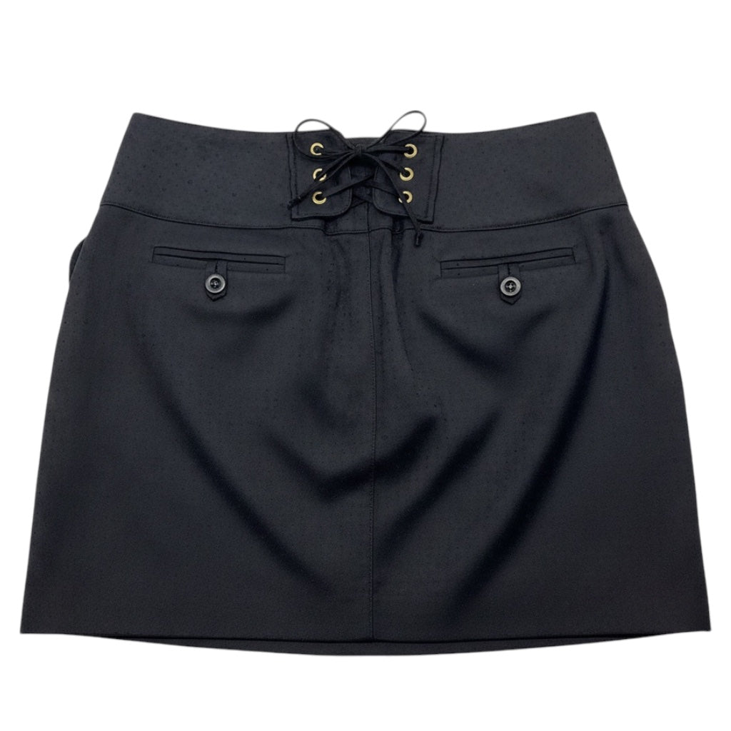 Chloe Vintage Black Noir Jacquard Mini Skirt with Lace Back