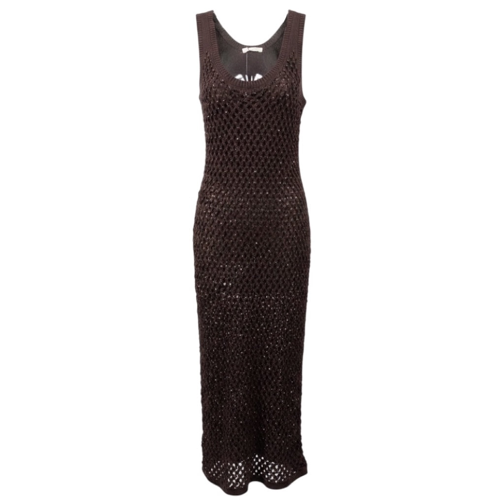 Diotima Brown Nightshade Emin Embellished Midi Dress