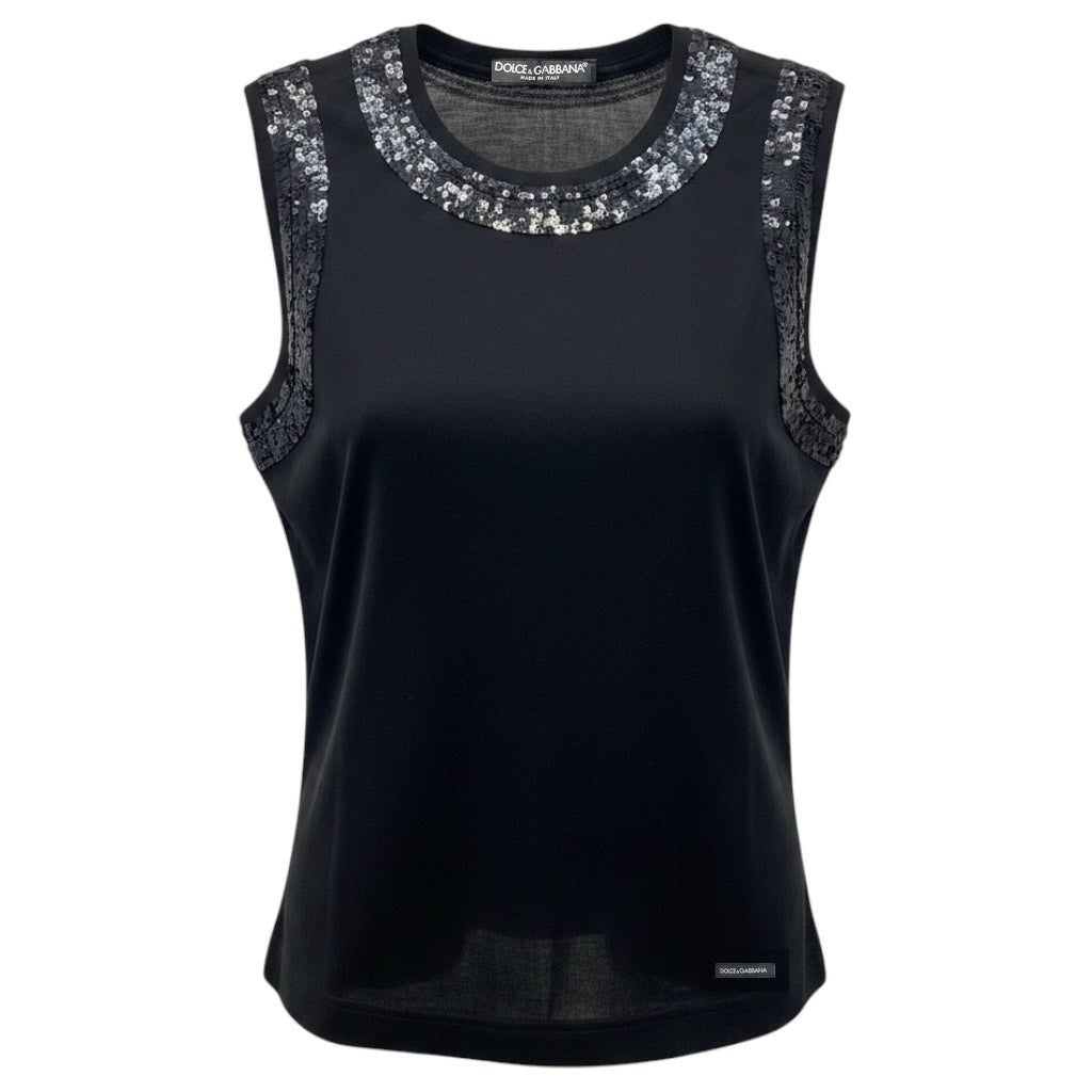 Dolce & Gabbana Black Sequined Tank Top