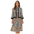 Load image into Gallery viewer, Talbot Runhof White / Red / Black Multi Leopard Printed Lace Trimmed Midi Dress
