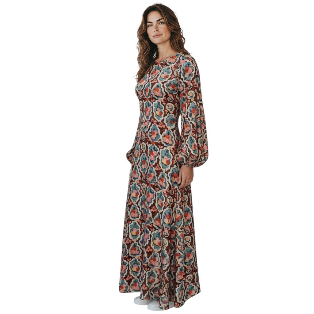 La DoubleJ Multicolor Floral Printed Sorella Silk Maxi Dress