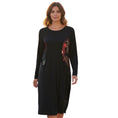 Load image into Gallery viewer, Dries Van Noten Black Three Quarter Sleeved Jersey Midi Dress with Printed Trim
