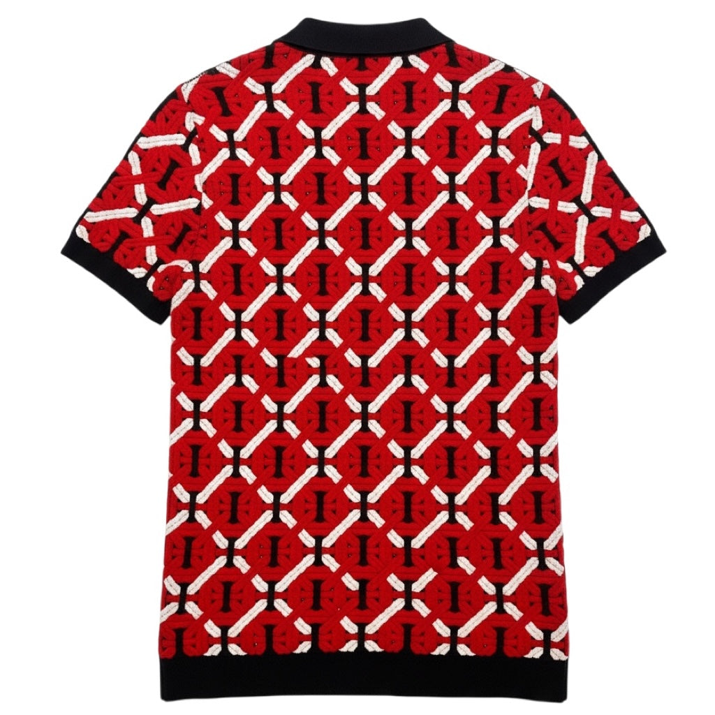 Dsquared2 Navy / White / Red Geometric Knit Cardigan Sweater and Polo Top Set