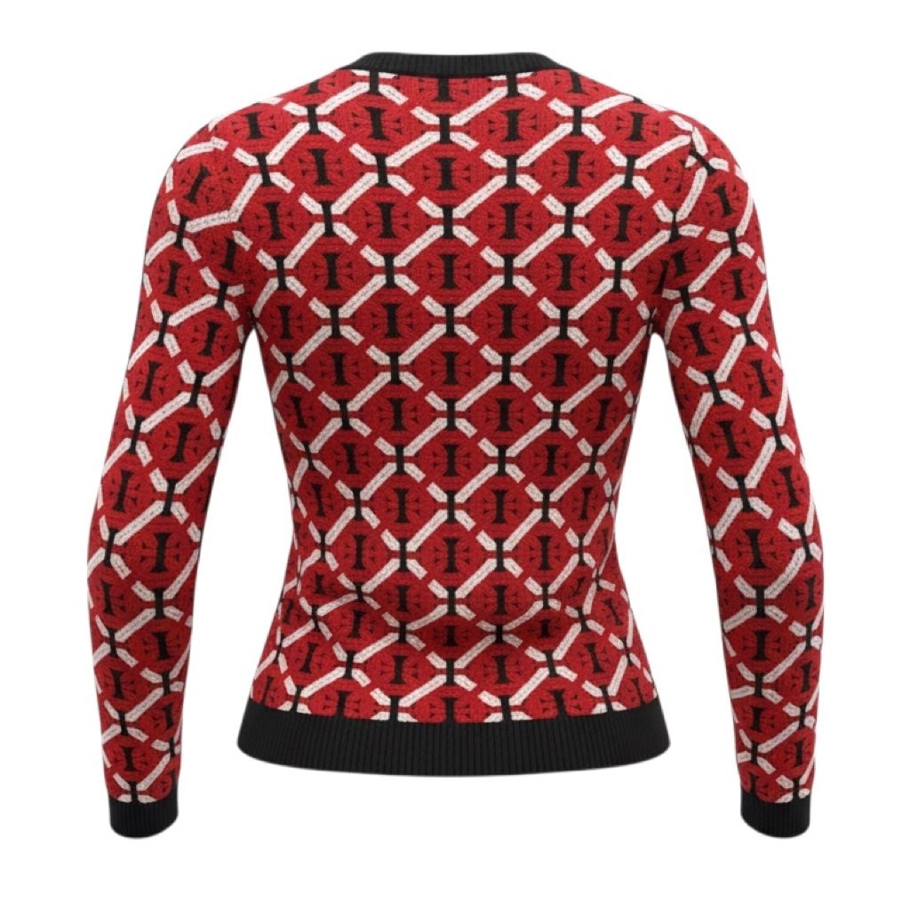 Dsquared2 Navy / White / Red Geometric Knit Cardigan Sweater and Polo Top Set