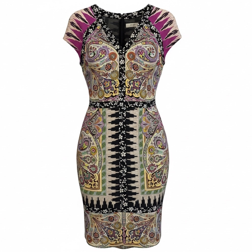 Etro Purple Multi Floral and Paisley Printed Silk Dress
