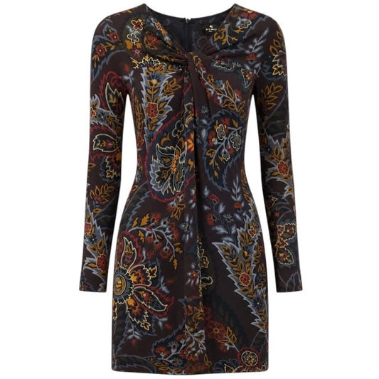 Etro Purple Multi Paisley Printed Crepe Dress