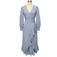 Load image into Gallery viewer, Evi Grintela Light Blue / White Striped Cotton Wrap Midi Dress
