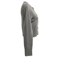 Load image into Gallery viewer, Erdem Grey Cropped Wool Knit Cardigan Sweater with Black Embroidery
