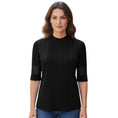 Load image into Gallery viewer, Emilio Pucci Black Pleated Three Quarter Sleeved Knit Sweater with Mesh Detailed Sleeves
