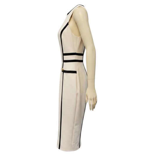 Elisabetta Franchi Ivory / Black Two Tone Midi Dress