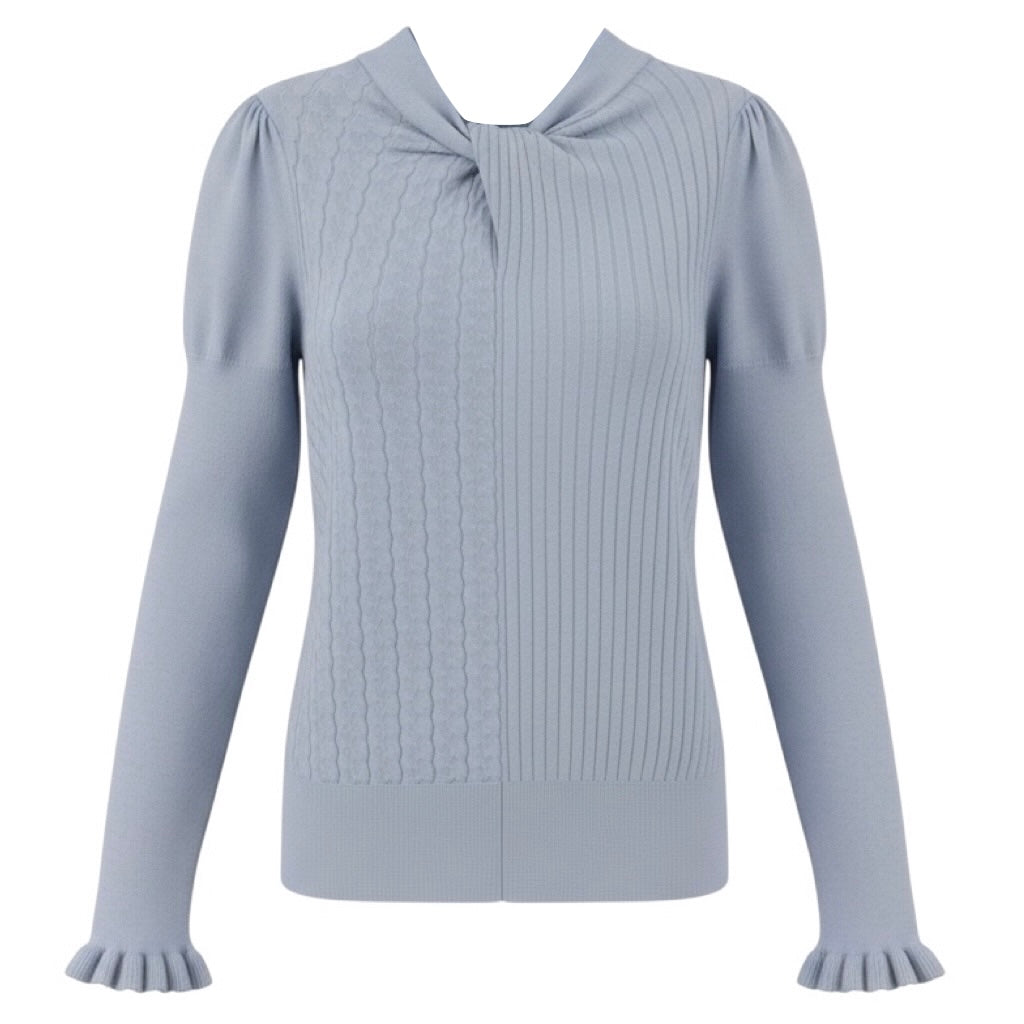 Erdem Light Blue Bea Twisted Neck Wool and Cashmere Jumper