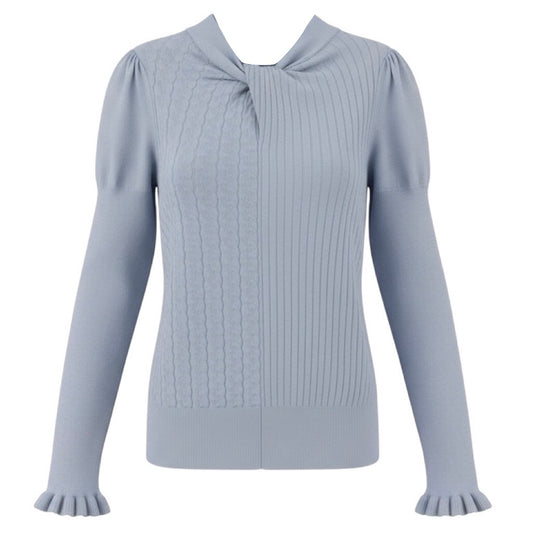 Erdem Light Blue Bea Twisted Neck Wool and Cashmere Jumper