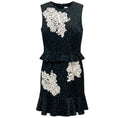 Load image into Gallery viewer, Erdem Black / White Embroidered Polka Dot Sleeveless Peplum Ruffle Hem Dress
