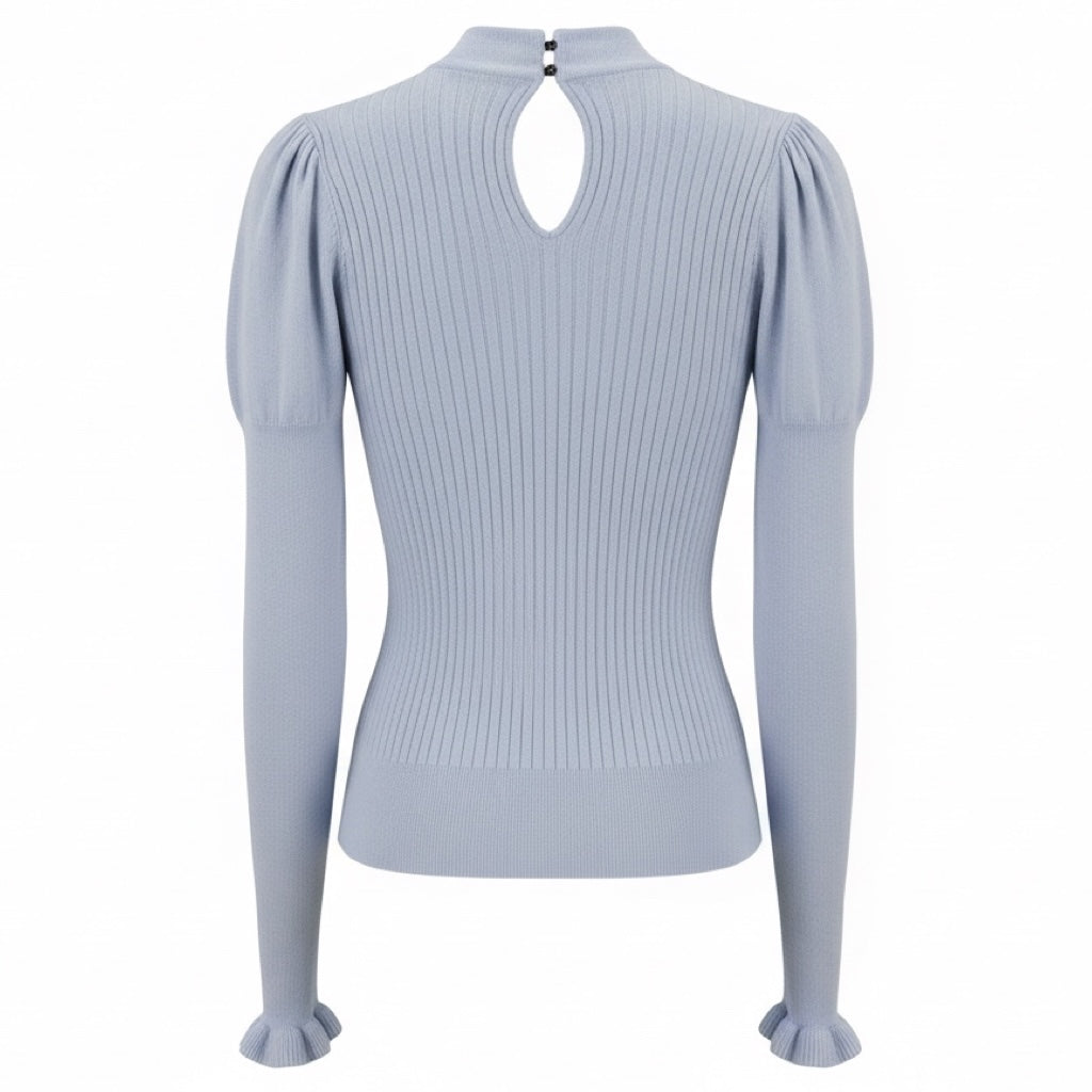 Erdem Light Blue Bea Twisted Neck Wool and Cashmere Jumper