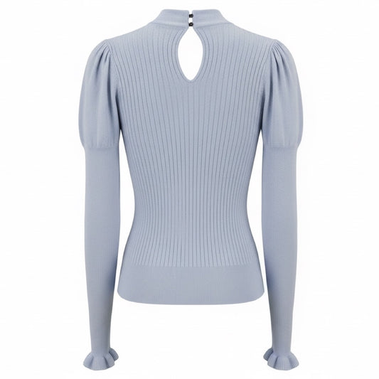 Erdem Light Blue Bea Twisted Neck Wool and Cashmere Jumper