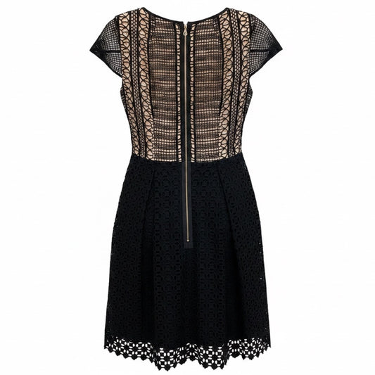 Erdem Black / Nude Shirley Guipure Lace and Broderie Anglaise Dress