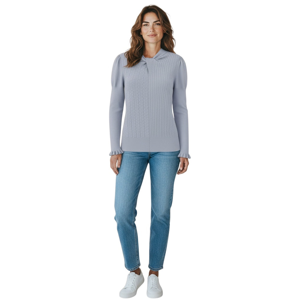 Erdem Light Blue Bea Twisted Neck Wool and Cashmere Jumper
