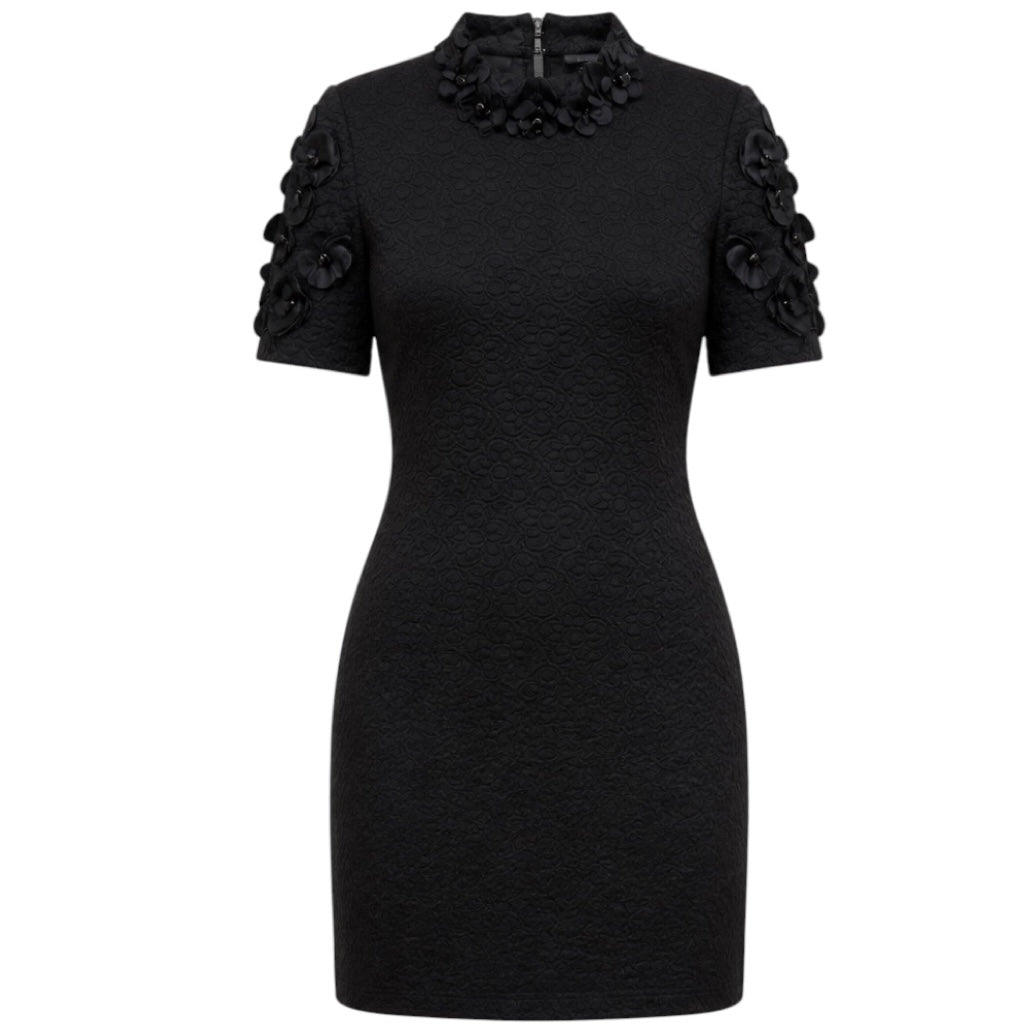 Fendi Black Short Sleeved Puckered Cocktail Dress