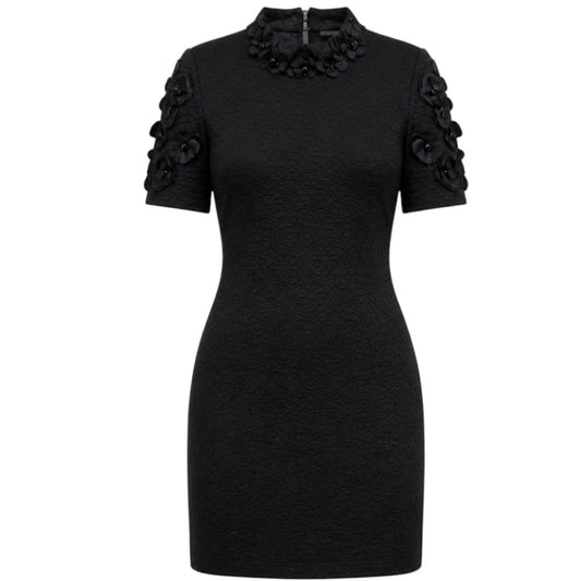 Fendi Black Short Sleeved Puckered Cocktail Dress