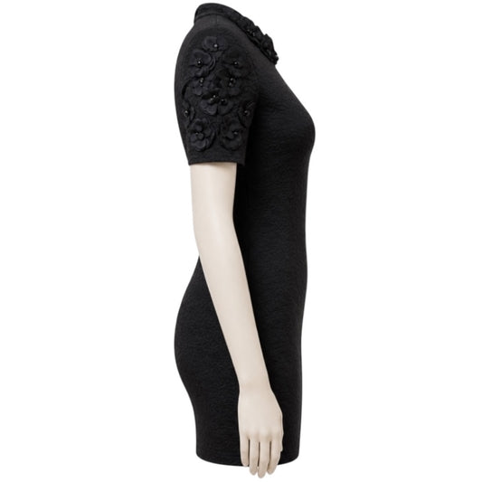 Fendi Black Short Sleeved Puckered Cocktail Dress