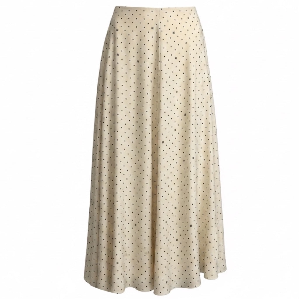 Fendi Ivory / Black Dot Print Silk Maxi Skirt