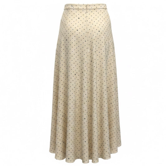 Fendi Ivory / Black Dot Print Silk Maxi Skirt