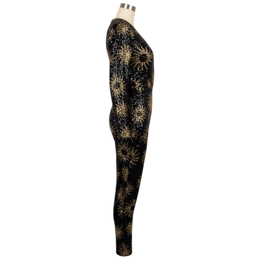 Farm Rio Black Sunny Mood Sequin V Neckline Jumpsuit