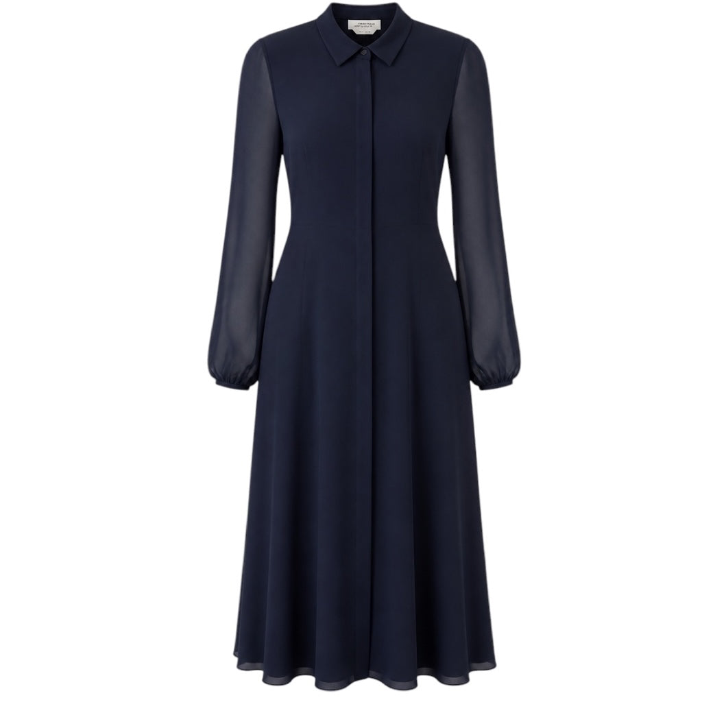 Gabriela Hearst Navy Blue Holt Silk Midi Dress