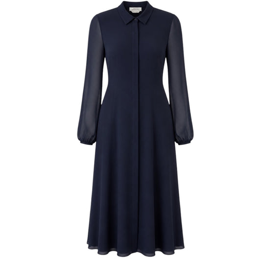 Gabriela Hearst Navy Blue Holt Silk Midi Dress