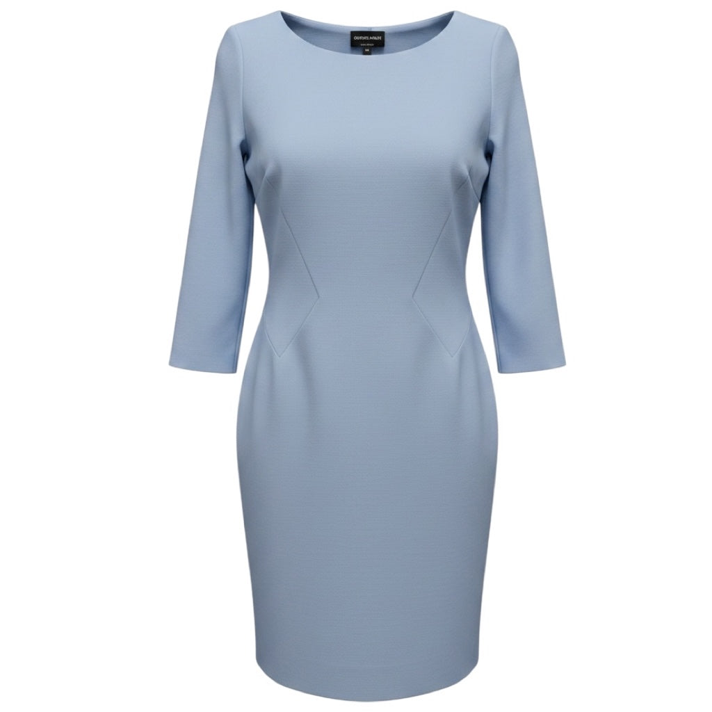 Giorgio Armani Light Blue Long Sleeved Stretch Knit Shift Dress