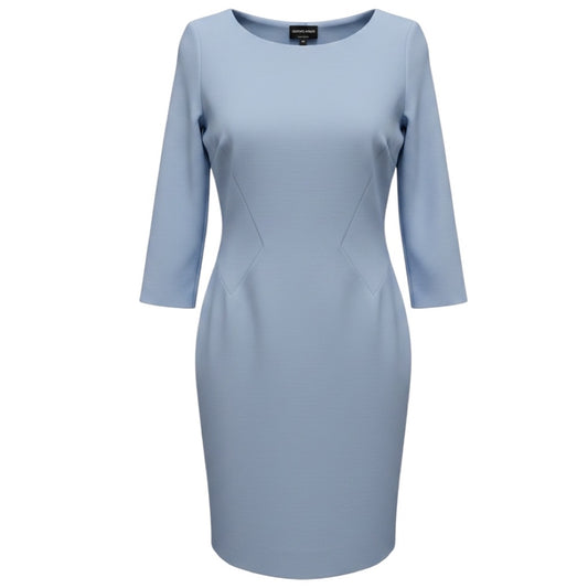 Giorgio Armani Light Blue Long Sleeved Stretch Knit Shift Dress