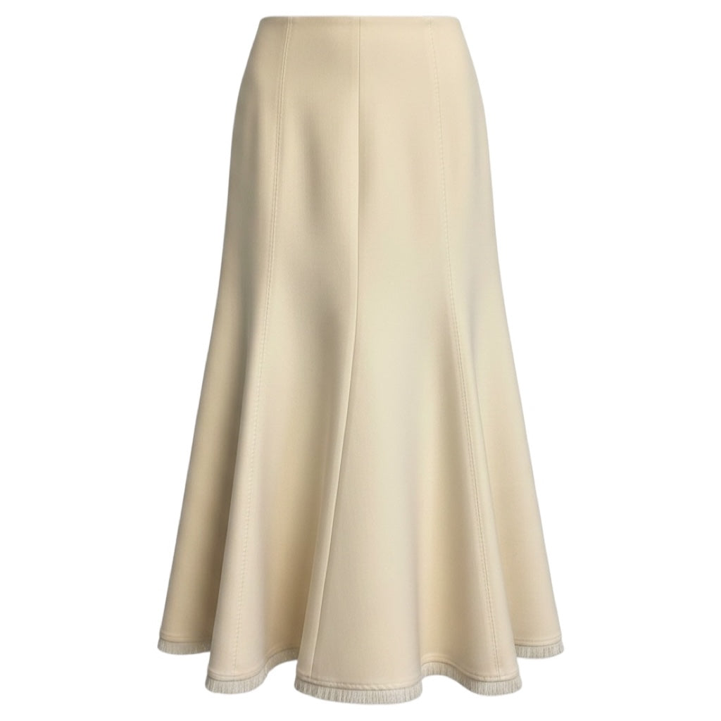 Gabriela Hearst Ivory Wool and Silk Midi Skirt
