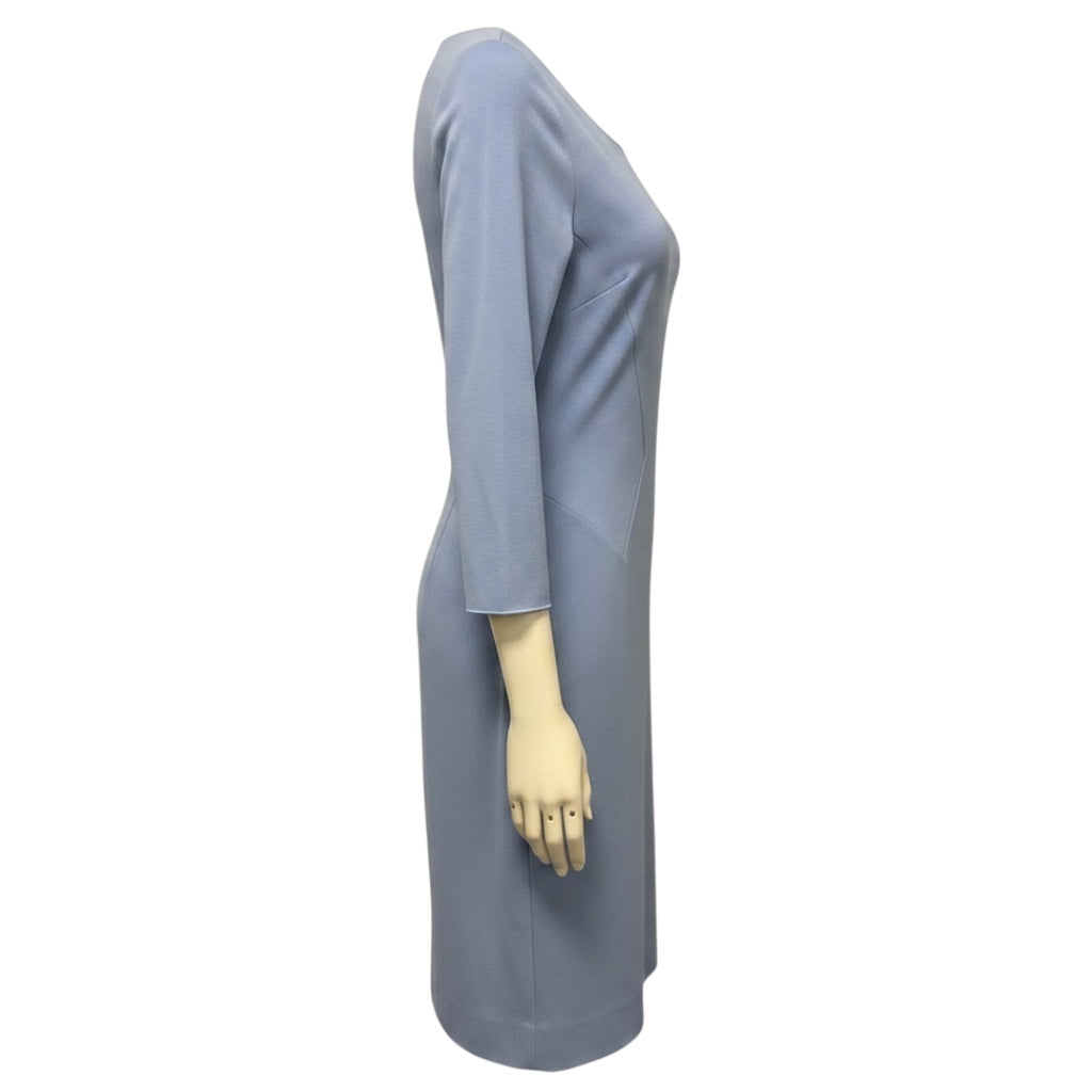 Giorgio Armani Light Blue Long Sleeved Stretch Knit Shift Dress