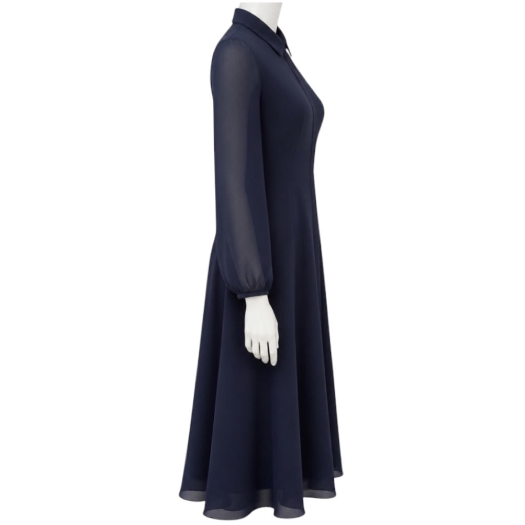 Gabriela Hearst Navy Blue Holt Silk Midi Dress