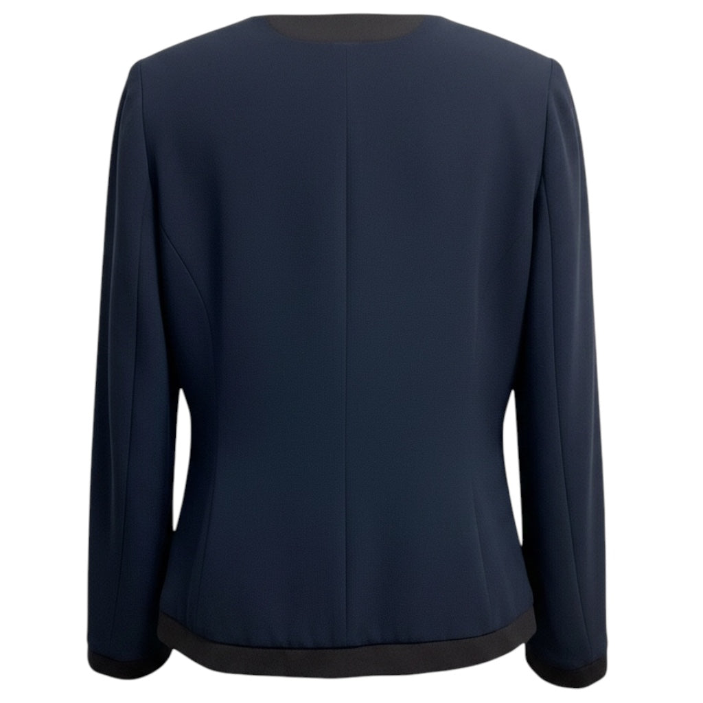 Giorgio Armani Navy Blue Zip Front Crepe Jacket