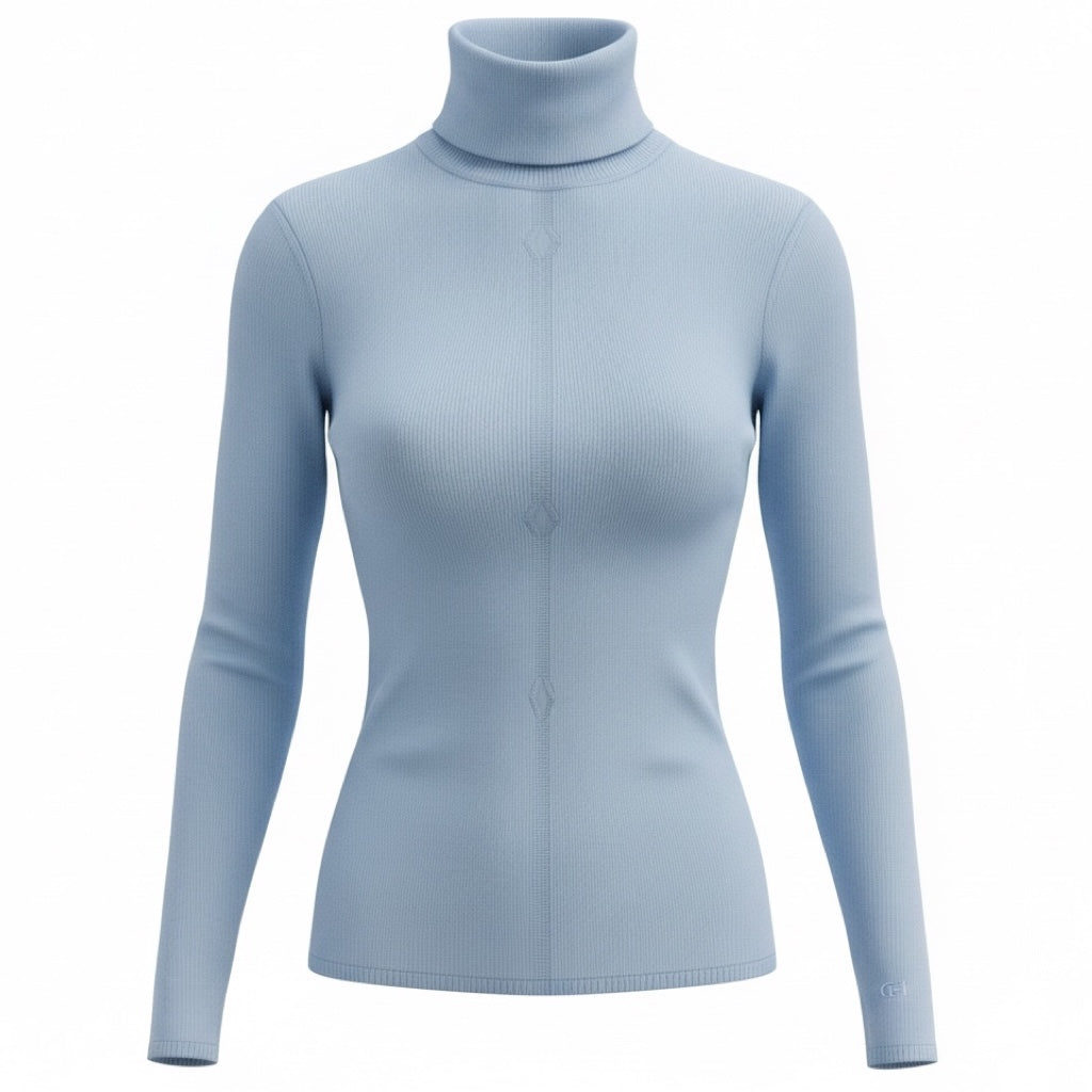 Gabriela Hearst Light Blue Cashmere and Silk Fine Knit Turtleneck Sweater