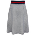 Load image into Gallery viewer, Gucci Navy Blue / White / Gold Horsebit Box Pleated Knee Length Skirt with Web Stripe Detail
