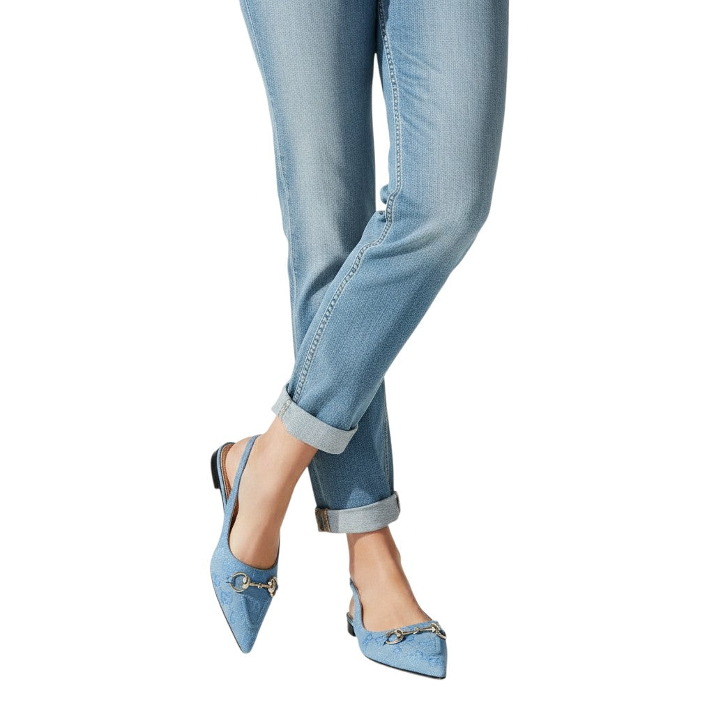 Gucci Light Blue GG Horsebit Singback Flats