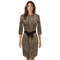 Load image into Gallery viewer, Giambattista Valli Tan / Brown / Black Bow Detail Leopard Print Wool and Cashmere Knit Midi Dress
